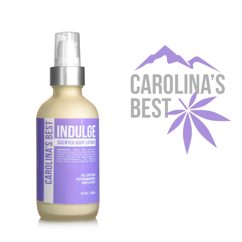 Indulge: CBD Infused Scented Body Lotion hemp body lotion, cbd body lotion, all natural body lotion, body lotion with essential oils, lemongrass body lotion, carolina's best lotion for dry skin 